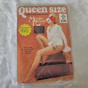 ❤️ Vintage Moulin Rouge Queen Size Pantyhose. Grey. 160-200 Lbs